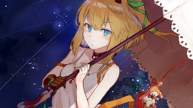Woman umbrella rain monkey cat free wallpaper - medium preview image