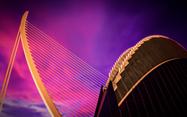 Purple sky retrofuturism matte painting free wallpaper - medium preview image