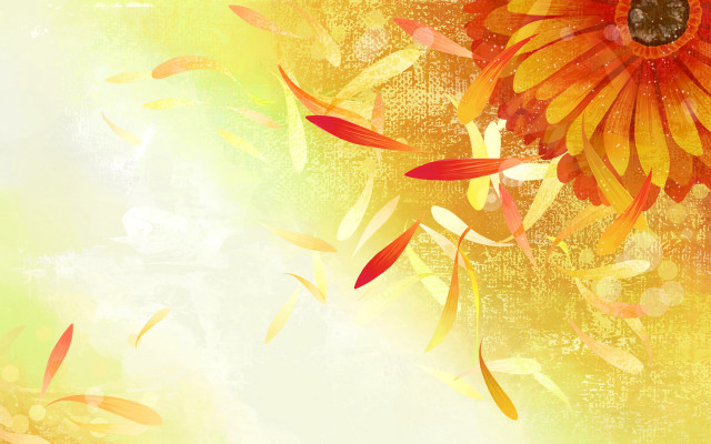 Yellow orange flower leaves autumn free wallpaper - medium preview image
