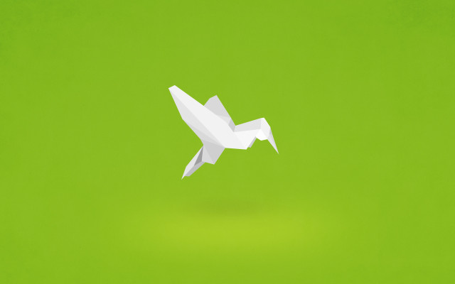 White origami bird green background free wallpaper - medium preview image