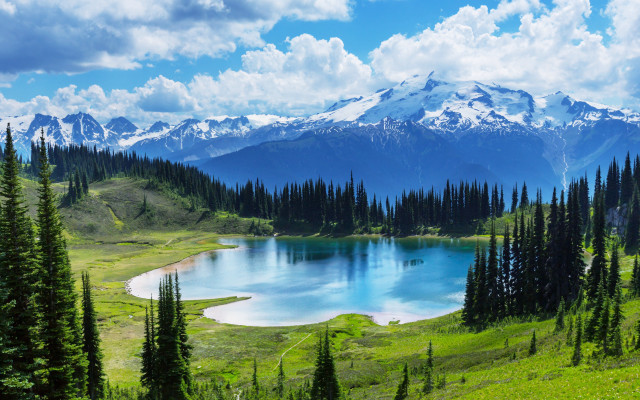 Mountain lake forest sky clouds #6 free wallpaper - medium preview image