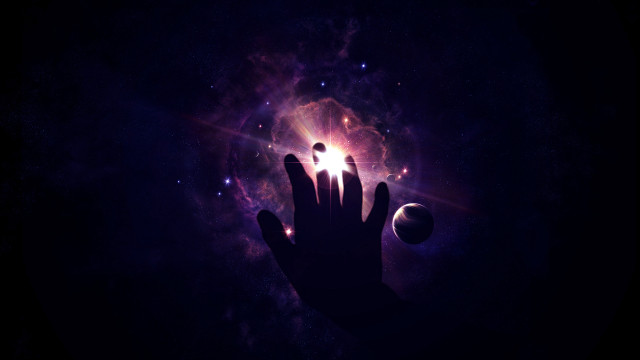 Hand light cosmic space aurora free wallpaper - medium preview image