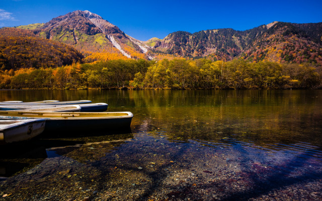 Boats mountains trees sky city free wallpaper - medium preview image
