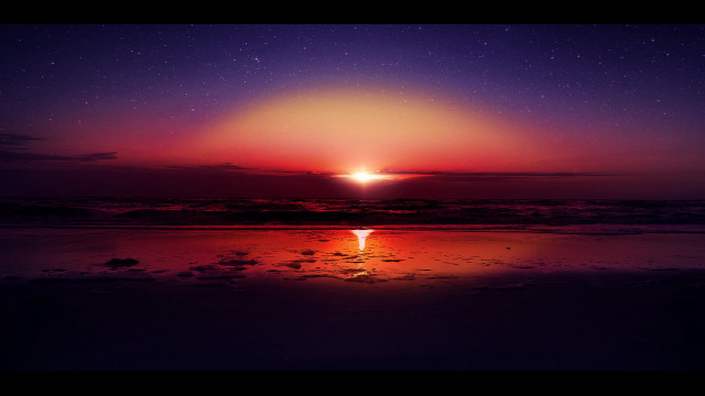 Sunset orange purple star water free wallpaper - medium preview image