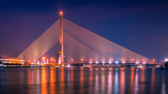 Large bridge cityscape night floodlights free wallpaper - medium preview image