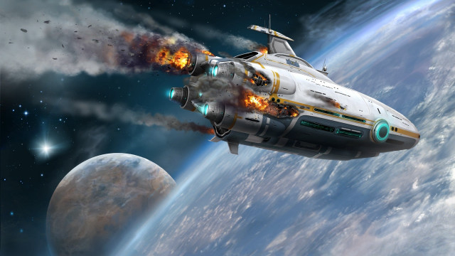 Space ship smoke exhaust aurora free wallpaper - medium preview image