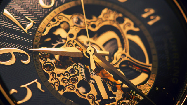 Clock gold hands gears steampunk free wallpaper - medium preview image