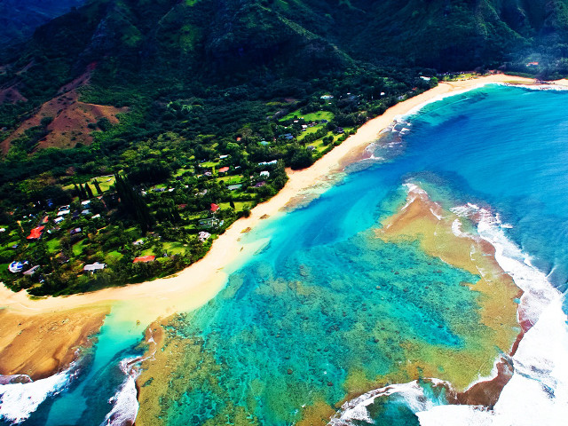 Beach tropical island plane window free wallpaper - medium preview image