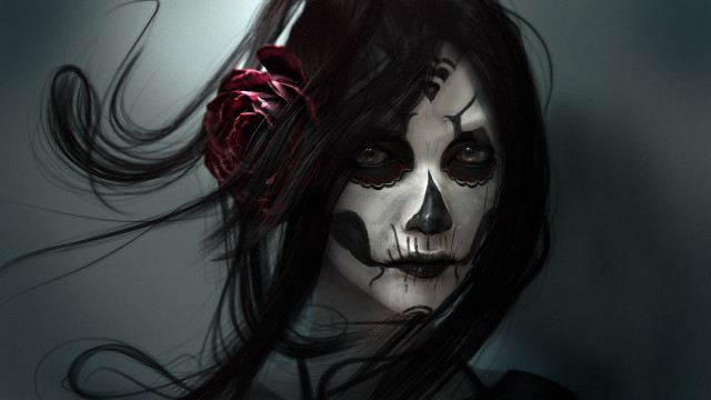 Gothic portrait woman makeup rose free wallpaper - medium preview image