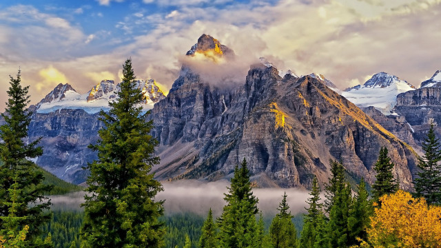 Mountain range trees clouds sky #6 free wallpaper - medium preview image