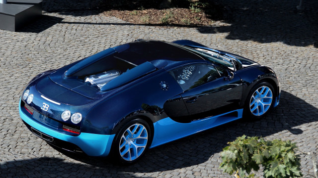 Blue bugatti cobblestone street city free wallpaper - medium preview image