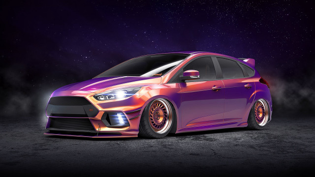 Purple orange car stars night free wallpaper - medium preview image
