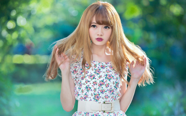 Woman forest white dress floral free wallpaper - medium preview image