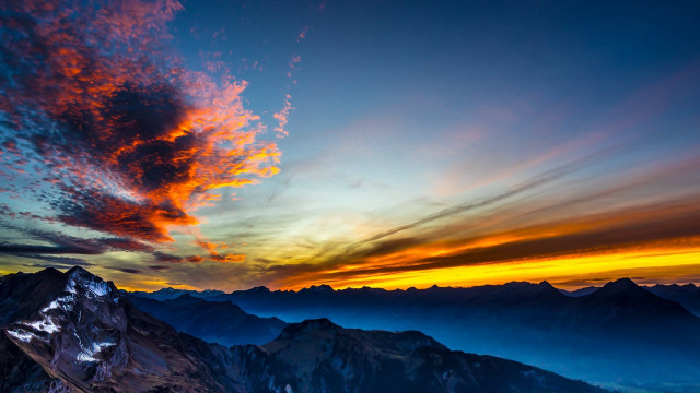 Mountain range sunset clouds forest #2 free wallpaper - medium preview image