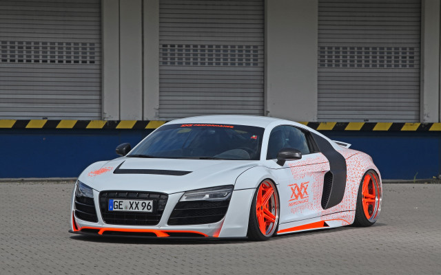 White car orange rims blue free wallpaper - medium preview image