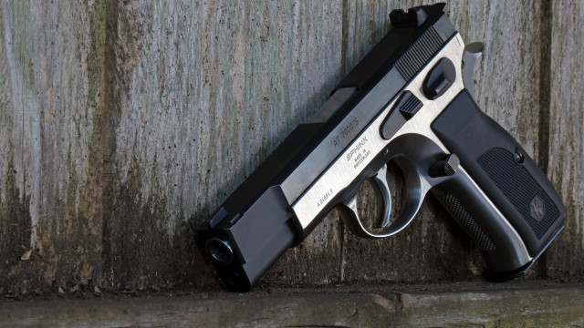 Gun wall wooden plank metal free wallpaper - medium preview image