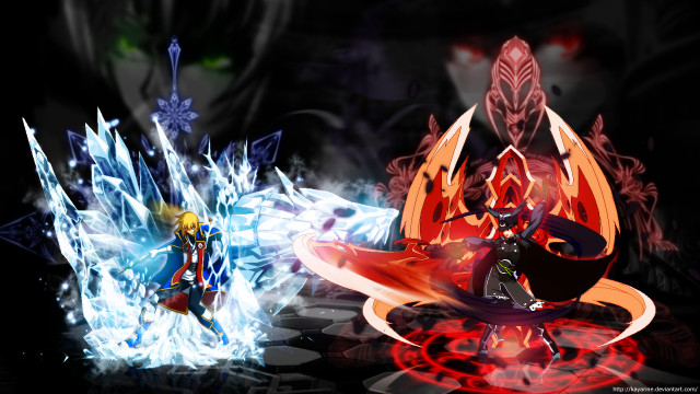 Animated characters fire ice dark free wallpaper - medium preview image