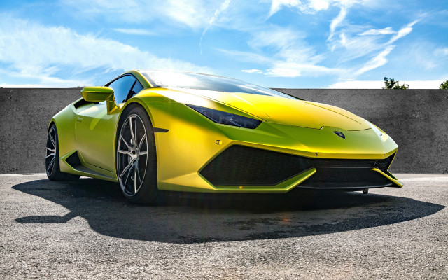 Yellow sports car parking lot #19 free wallpaper - medium preview image