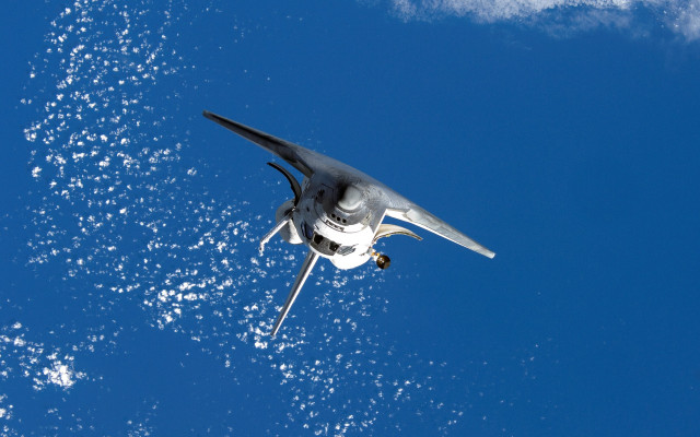 Airplane blue sky clouds space free wallpaper - medium preview image