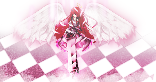 Girl wings sword checkered floor free wallpaper - medium preview image