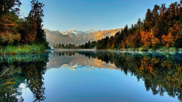 Lake mountains trees autumn sky #8 free wallpaper - medium preview image
