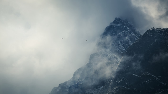 Bird mountain cloudy sky night free wallpaper - medium preview image