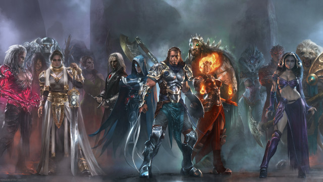 Demon group fantasy costumes glowing free wallpaper - medium preview image