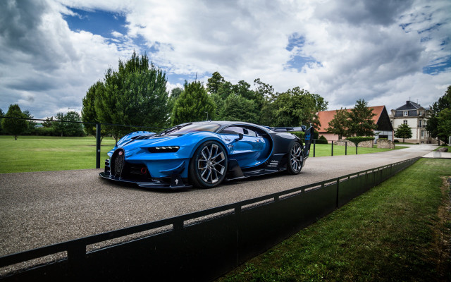 Blue bugatti park cloudy sky #2 free wallpaper - medium preview image