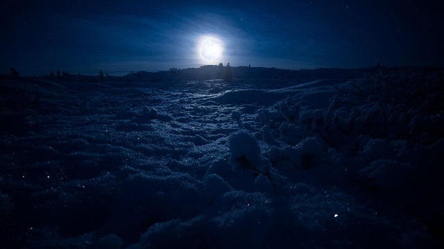 Snow covered field moonlight aurora free wallpaper - medium preview image