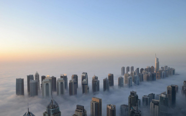 City foggy skyline neoism architecture free wallpaper - medium preview image