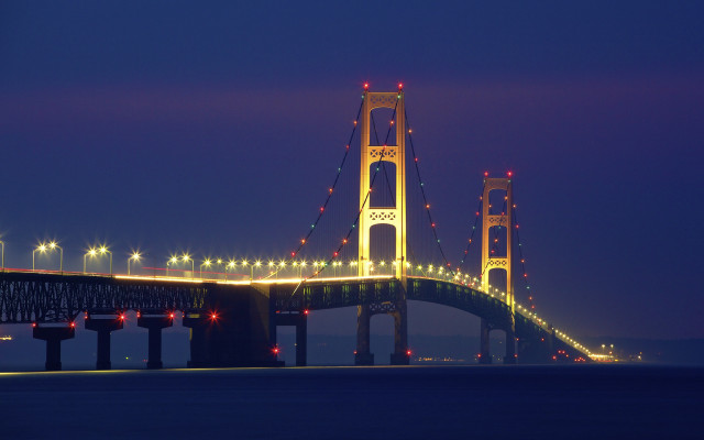 Night lit bridge city sky free wallpaper - medium preview image
