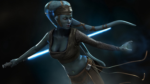 Woman costume sword glowing lightsaber free wallpaper - medium preview image