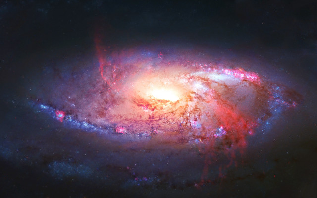 Spiral galaxy bright red center free wallpaper - medium preview image