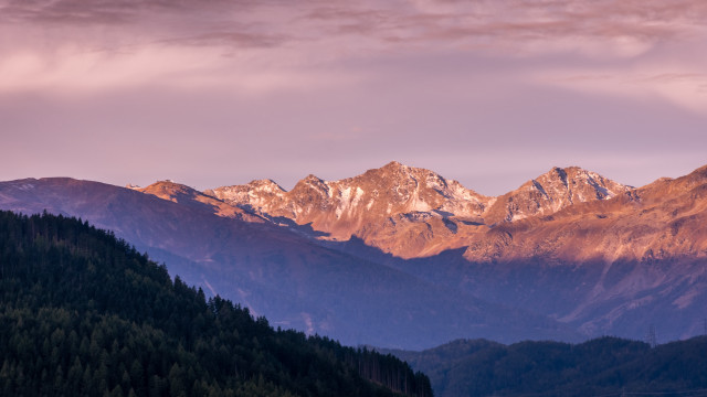 Mountain range trees pink sky #2 free wallpaper - medium preview image
