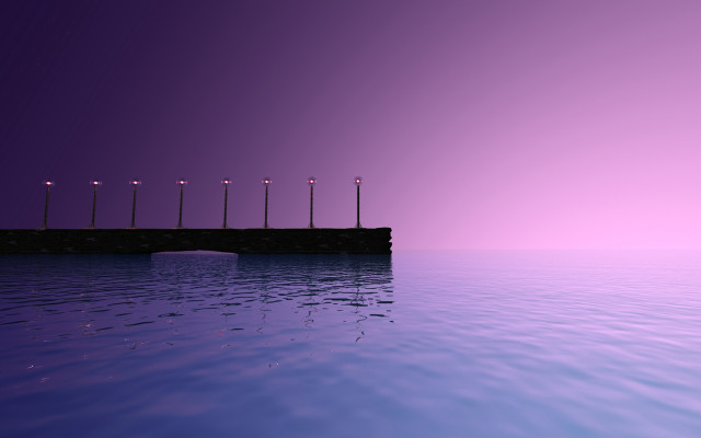Pier lights ocean night purple free wallpaper - medium preview image