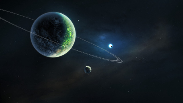Planet rings star background aurora free wallpaper - medium preview image