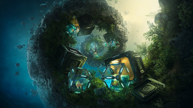 Futuristic landscape tree underwater ruins free wallpaper - medium preview image