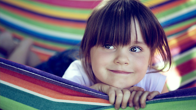 Little girl hammock smile rainbow free wallpaper - medium preview image