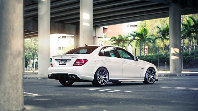 White car bridge palm trees free wallpaper - medium preview image
