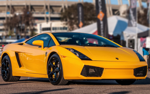 Yellow sports car parking lot #17 free wallpaper - medium preview image