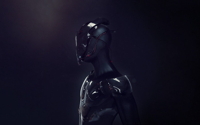 Black robot red light afrofuturism free wallpaper - medium preview image