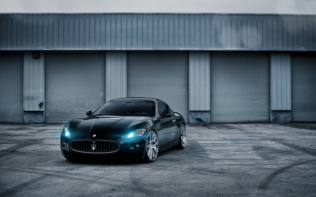 Black maserati building shutters door free wallpaper - medium preview image