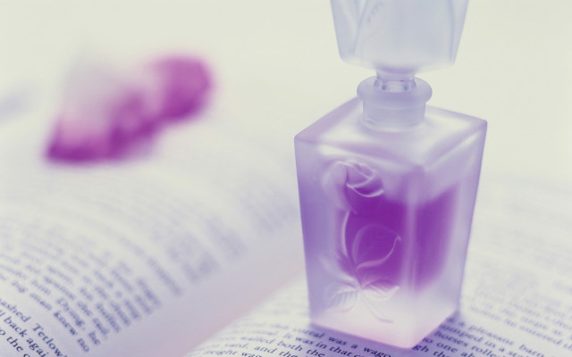 Perfume bottle rose open book free wallpaper - medium preview image