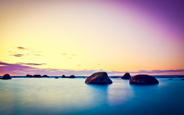 Sunset rocks water sky island free wallpaper - medium preview image
