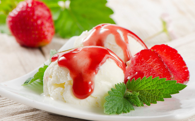 Ice cream strawberries mint rococo free wallpaper - medium preview image