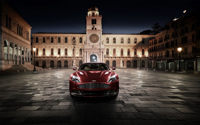 Red car night city clock free wallpaper - medium preview image