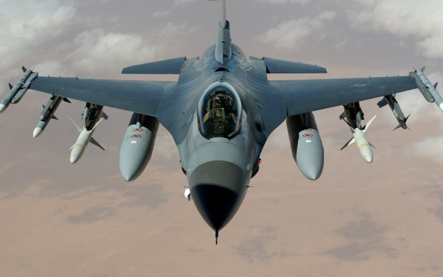 Fighter jet cloudy sky flag free wallpaper - medium preview image