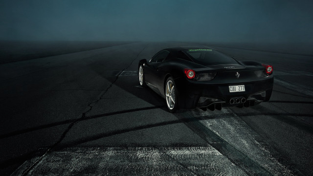 Black sports car foggy night free wallpaper - medium preview image