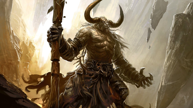 Horned man cave fantasy armor free wallpaper - medium preview image