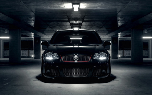 Black car parking garage headlights free wallpaper - medium preview image